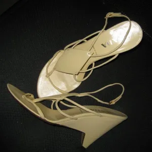 ❤️PRADA Strappy Wedge Heels Shoes Sz 39 1/2