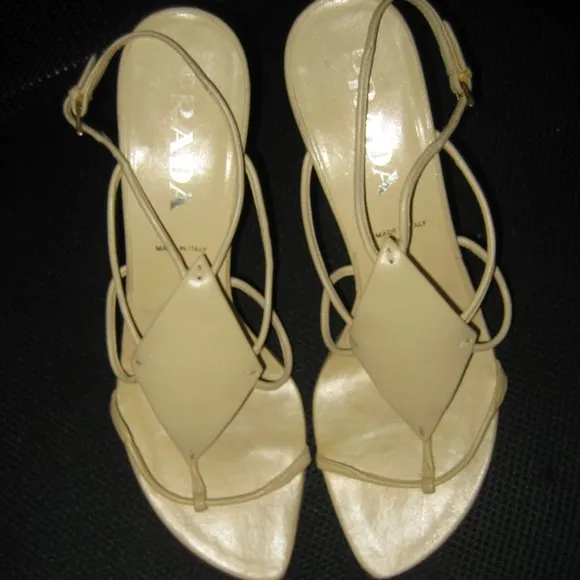 ❤️PRADA Strappy Wedge Heels Shoes Sz 39 1/2