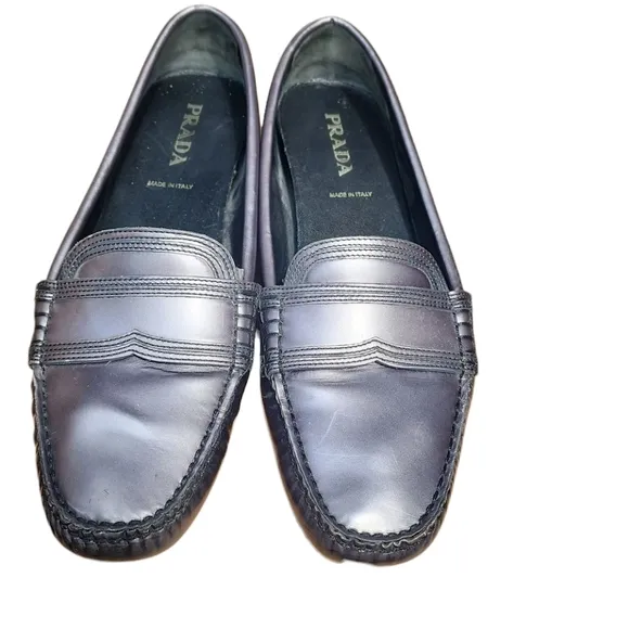 Prada Women's Gray Loafers
