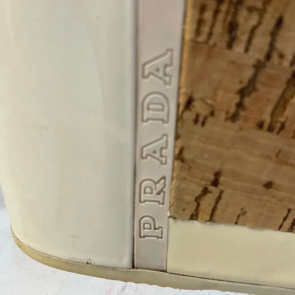 Prada Women's White and Brown Sandals shoes siz 36.5 good condition