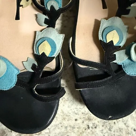 Prada vintage suede floral fairy sandals