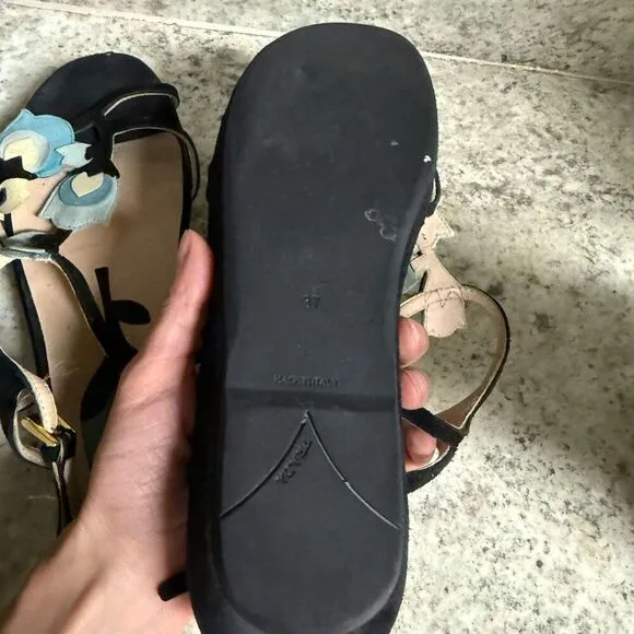 Prada vintage suede floral fairy sandals