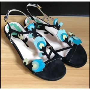 Prada vintage suede floral fairy sandals