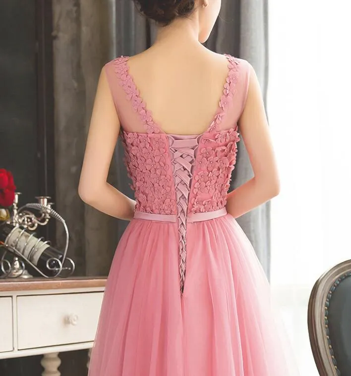Pretty Tulle with Little Flowers Lace-up New Style Party Dress, Sweet Formal Dress for Girls, Prom Dresses