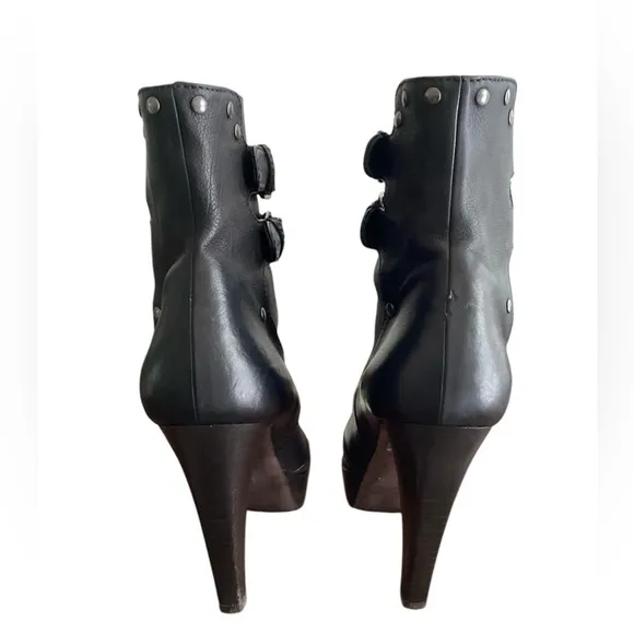 PROENZA SCHOULER Black Leather Moto Buckle Boots SZ 39 IT/9 US