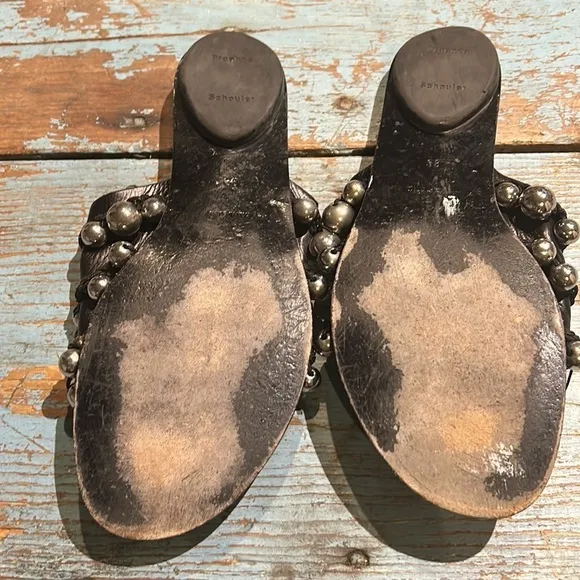 Proenza Schouler ~ Black Sandals w/ Silver Bubble Detail ~ Authentic ~ 38