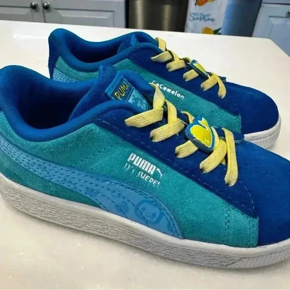 Puma Suede x Cocomelon Shoes Toddler Sz 10C Blue White Slip On Bungee Sneakers