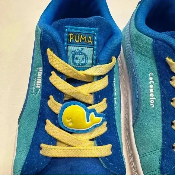 Puma Suede x Cocomelon Shoes Toddler Sz 10C Blue White Slip On Bungee Sneakers