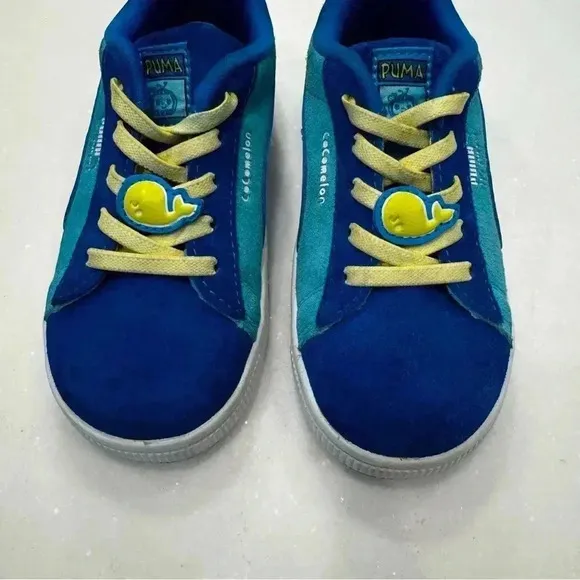 Puma Suede x Cocomelon Shoes Toddler Sz 10C Blue White Slip On Bungee Sneakers