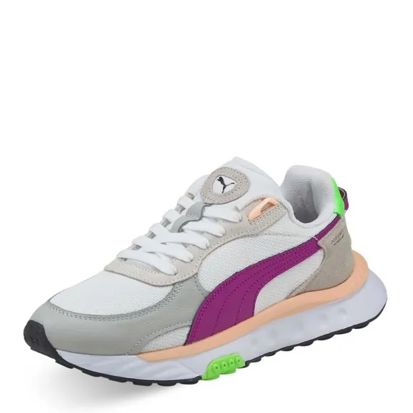 Puma Wild Rider NRG Low Womens Running Shoes White Gray Pink 382745-02 NEW Multi