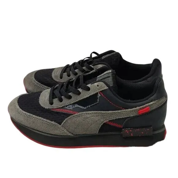 Puma Womens Black Gray Lace Up Sneaker  Sz 6.5 C READ