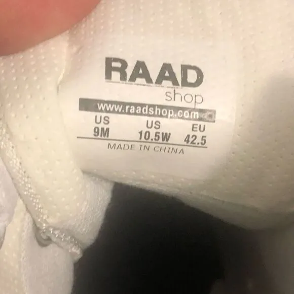 RAAD Shop Unisex High Top Lace Up Sneakers Black with White Rose Pattern. NWOB