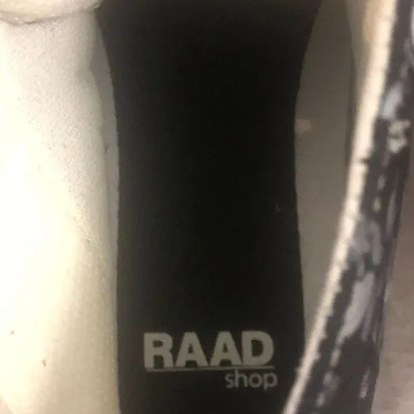 RAAD Shop Unisex High Top Lace Up Sneakers Black with White Rose Pattern. NWOB