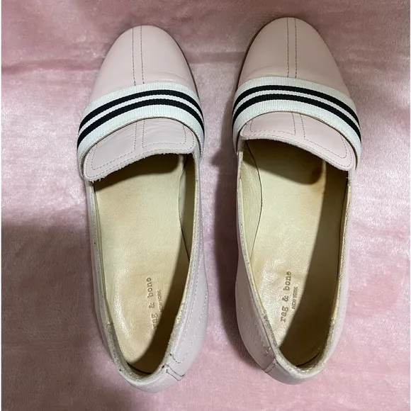 Rag &amp; Bone Amber Striped-Web Leather Loafers with Box Sz. 35 Sz. 5