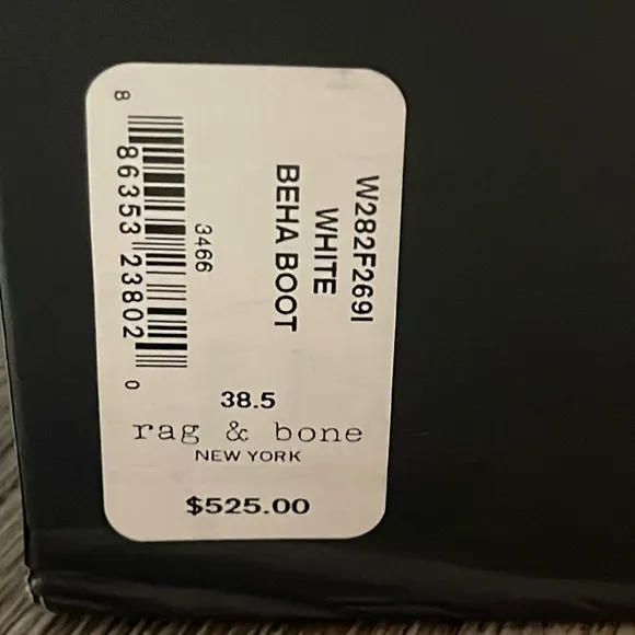 Rag &amp; Bone Beha Leather White Ankle Boot Size 8.5
