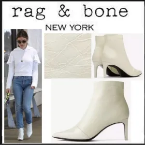 Rag &amp; Bone Beha Leather White Ankle Boot Size 8.5
