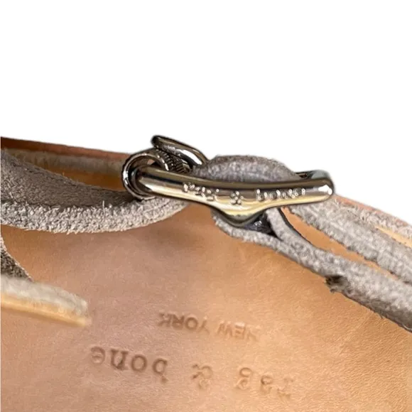 RAG &amp; BONE Wyatt Mid Heel Suede Leather Sandals Laser Cut Sling Back Sz 8.5/38.5