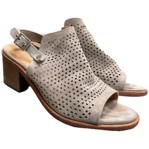 RAG &amp; BONE Wyatt Mid Heel Suede Leather Sandals Laser Cut Sling Back Sz 8.5/38.5