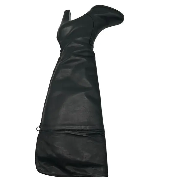 Ralph Lauren Black Beatrice Knee High Leather Heeled Boots SIZE 6.5 Date Sexy