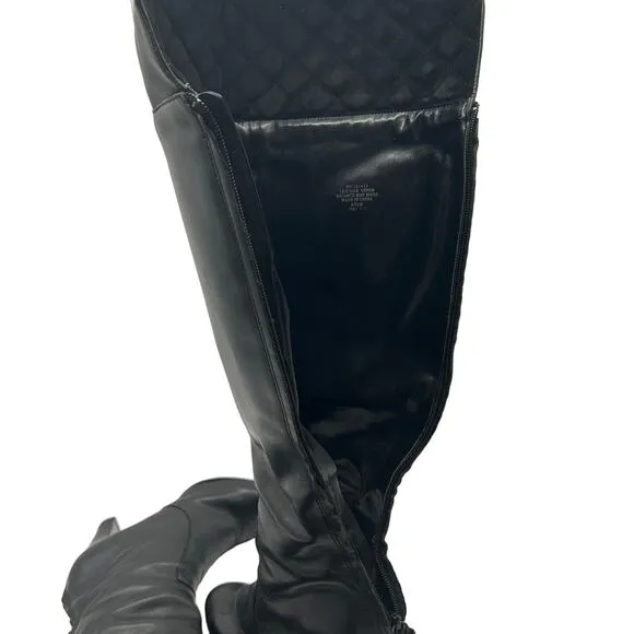 Ralph Lauren Black Beatrice Knee High Leather Heeled Boots SIZE 6.5 Date Sexy