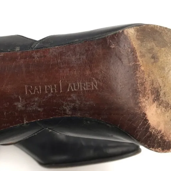 Ralph Lauren Black Leather D’Orsay Pumps Heels Size 10