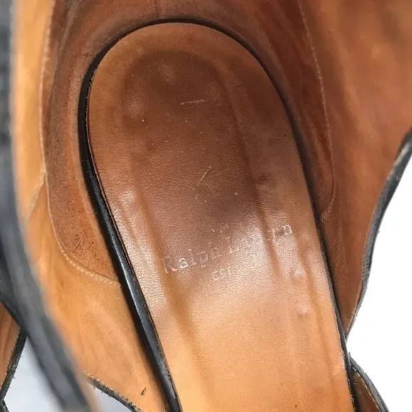 Ralph Lauren Black Leather D’Orsay Pumps Heels Size 10