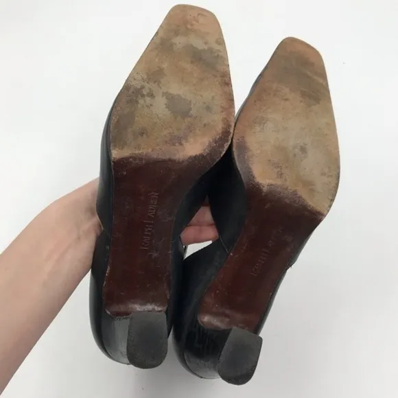 Ralph Lauren Black Leather D’Orsay Pumps Heels Size 10