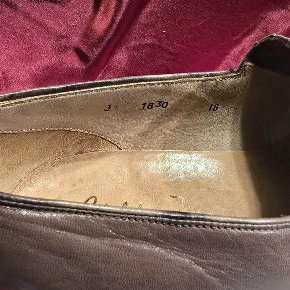 RAPHAEL DE LA FORRE VINTAGE SLIP-ON LOAFERS MEN'S DARK TAUPE LEATHER SHOES SZ.11