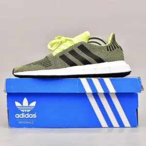 Rare Adidas Swift Run J Black/Green Neon Men’s Size 10 Running Sneakers Shoes