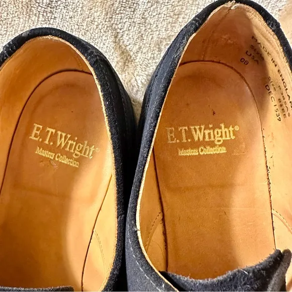 Rare E.T. Wright Masters Collection 8.5 EE Navy Suede Shoes – Made in England