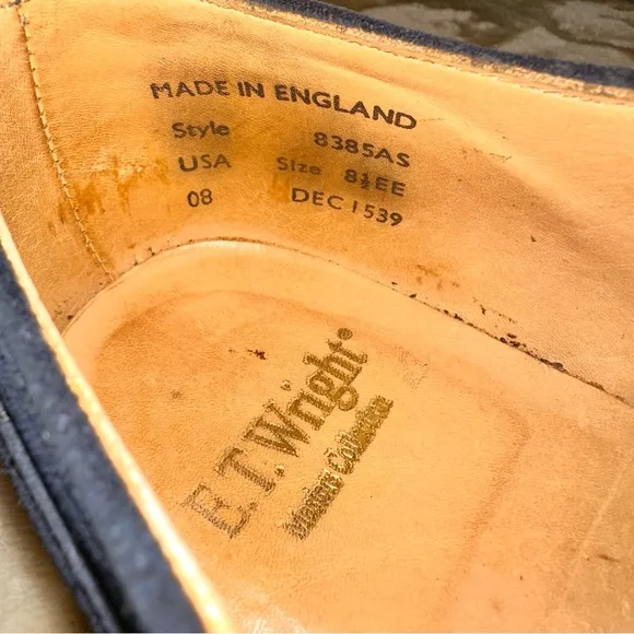 Rare E.T. Wright Masters Collection 8.5 EE Navy Suede Shoes – Made in England