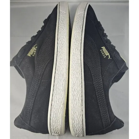 Rare Puma Men's Suede Badge Classic Gold Metal Black/White Sneakers Size 9.5