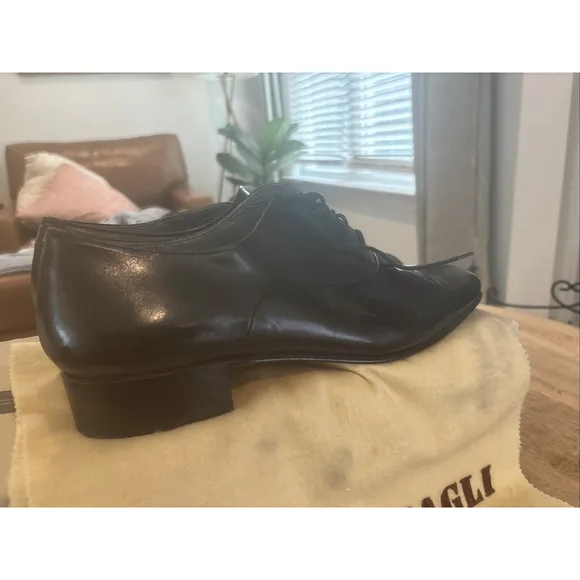 Rare VTG Bruno Magli Black Leather Dress Shoes Mens Size 10 Bolzano Black