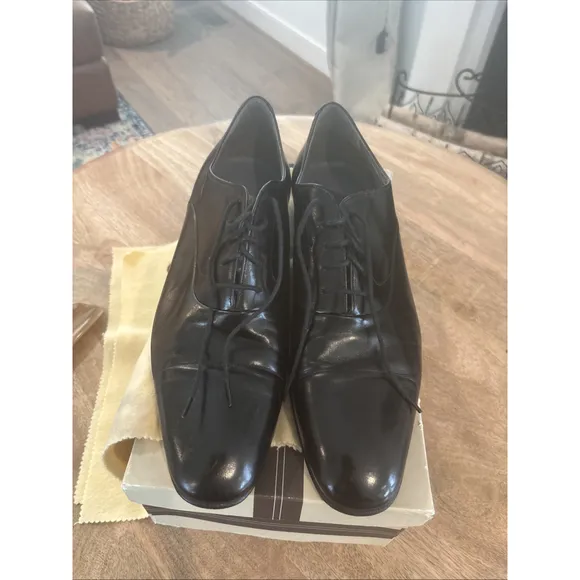 Rare VTG Bruno Magli Black Leather Dress Shoes Mens Size 10 Bolzano Black
