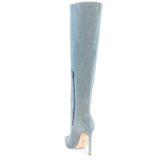 RAYE Benita Knee High Boots in Denim Blue 6 New Womens Heels