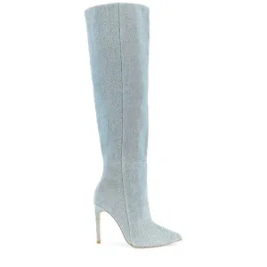 RAYE Benita Knee High Boots in Denim Blue 6 New Womens Heels