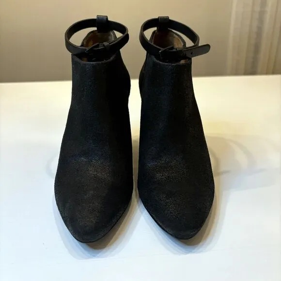 Rebecca Minkoff Women's La Roux Black Glazed Suede Strappy Booties US Size 6‎ M