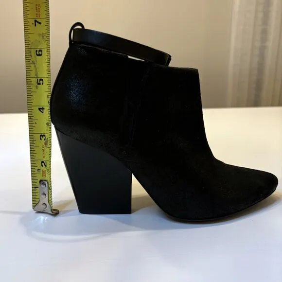 Rebecca Minkoff Women's La Roux Black Glazed Suede Strappy Booties US Size 6‎ M