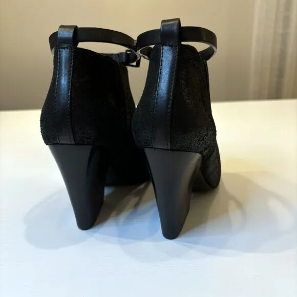 Rebecca Minkoff Women's La Roux Black Glazed Suede Strappy Booties US Size 6‎ M