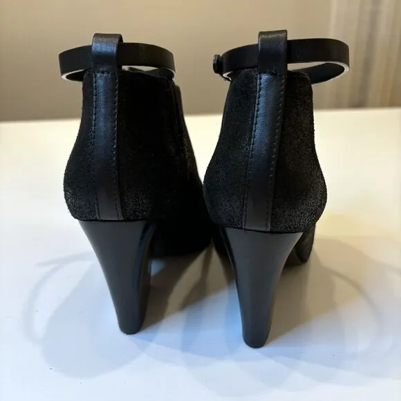Rebecca Minkoff Women's La Roux Black Glazed Suede Strappy Booties US Size 6‎ M