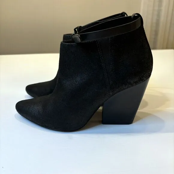 Rebecca Minkoff Women's La Roux Black Glazed Suede Strappy Booties US Size 6‎ M