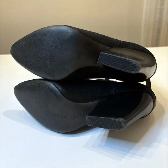 Rebecca Minkoff Women's La Roux Black Glazed Suede Strappy Booties US Size 6‎ M