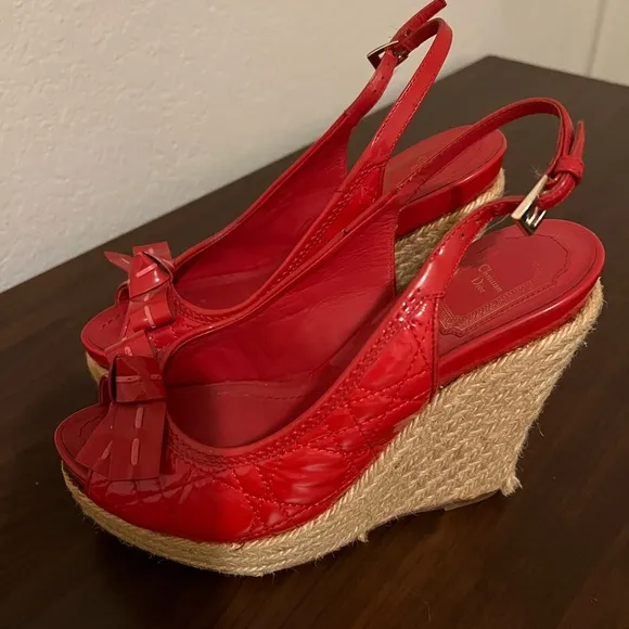 Red Wedge Sandals