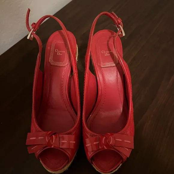 Red Wedge Sandals