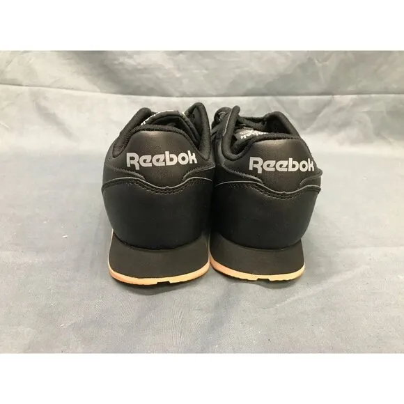 Reebok Boys Classic Leather Casual Sneakers Black Black Gum Size 5 NEW IN BOX!