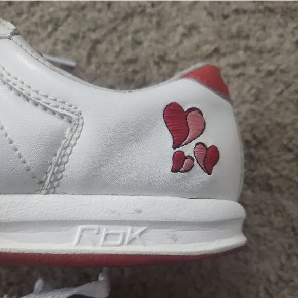 Reebok S. Carter Girls Vintage Sneakers Size 2.5 White/Red PRE-OWNED