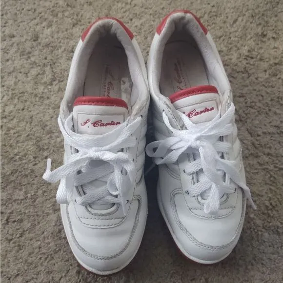 Reebok S. Carter Girls Vintage Sneakers Size 2.5 White/Red PRE-OWNED