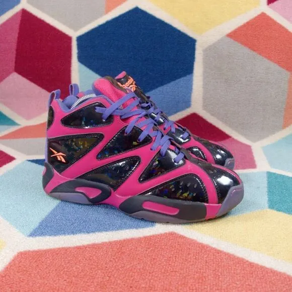 Reebok Kamikaze 1 Mid Pink Fusion Black Purple Basketball Sneakers Unisex 7 US