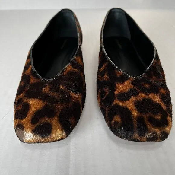 Reformation Prudence Ballet Flats Leopard Haircalf Slip On Casual Shoes Size 7