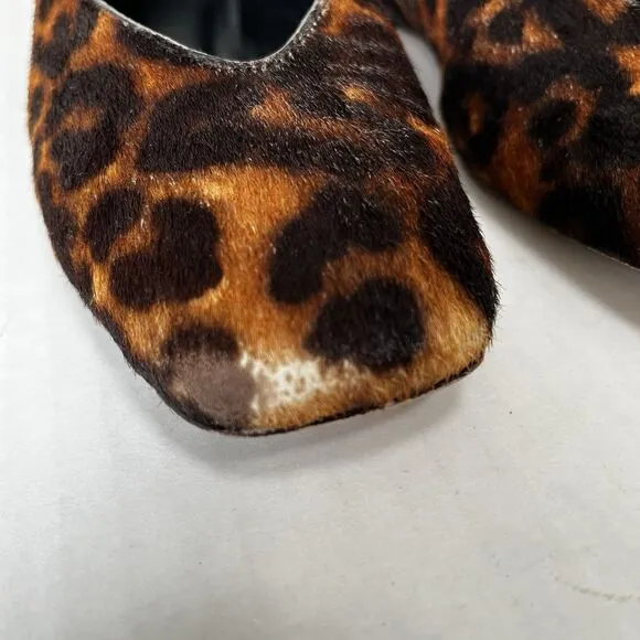 Reformation Prudence Ballet Flats Leopard Haircalf Slip On Casual Shoes Size 7